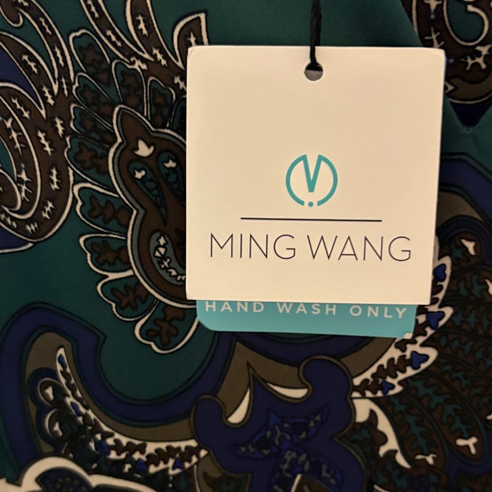 Ming Wang Long Sleeve Dress - Blue and Green Paisley - Picture 5 of 5